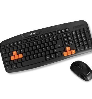 PACK DE TECLADO Y MOUSE HALION  USB HA-K233C TECLAS NARANJAS